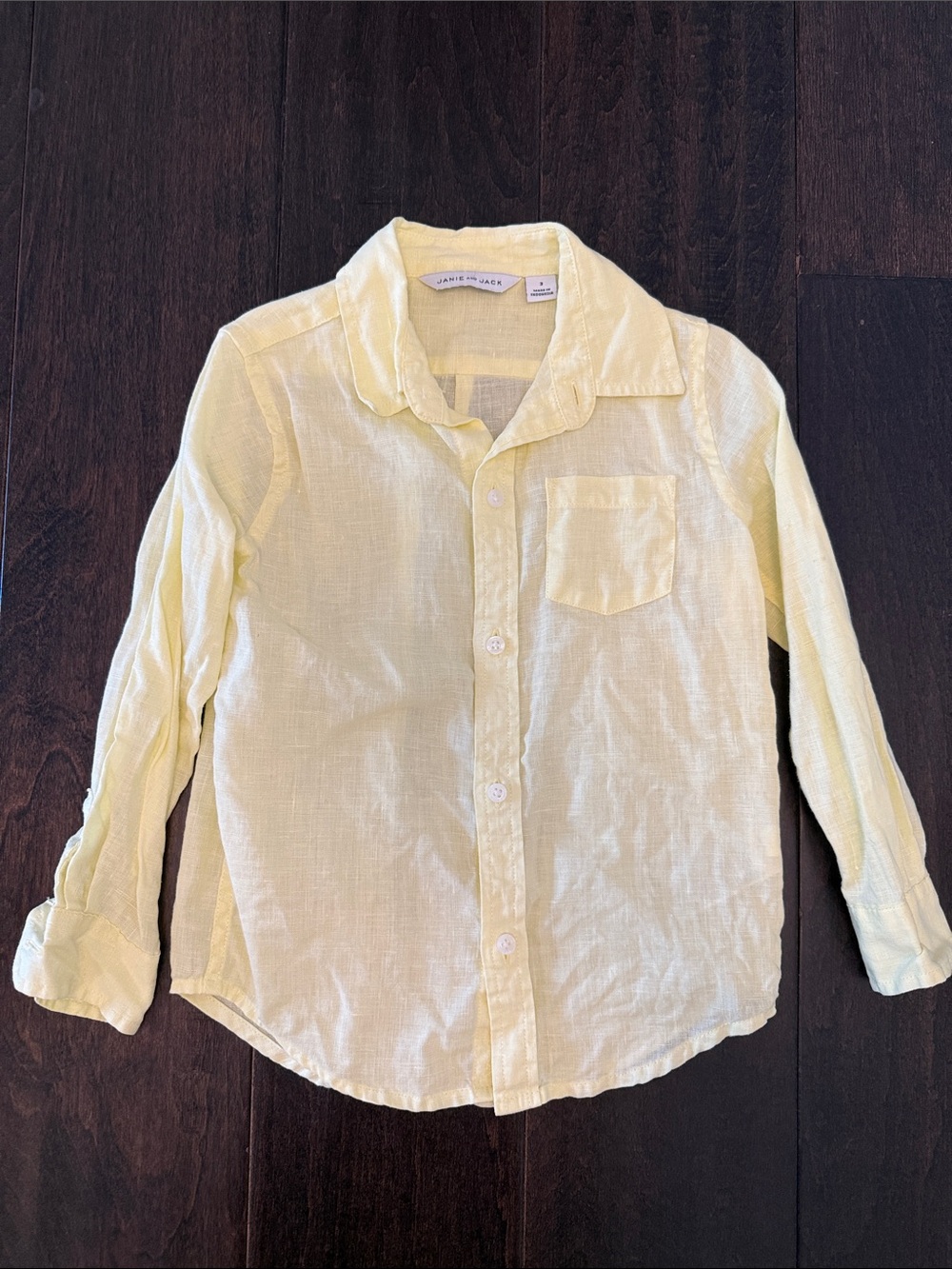 Janie and Jack Boys Light Yellow Linen Button-Down Shirt